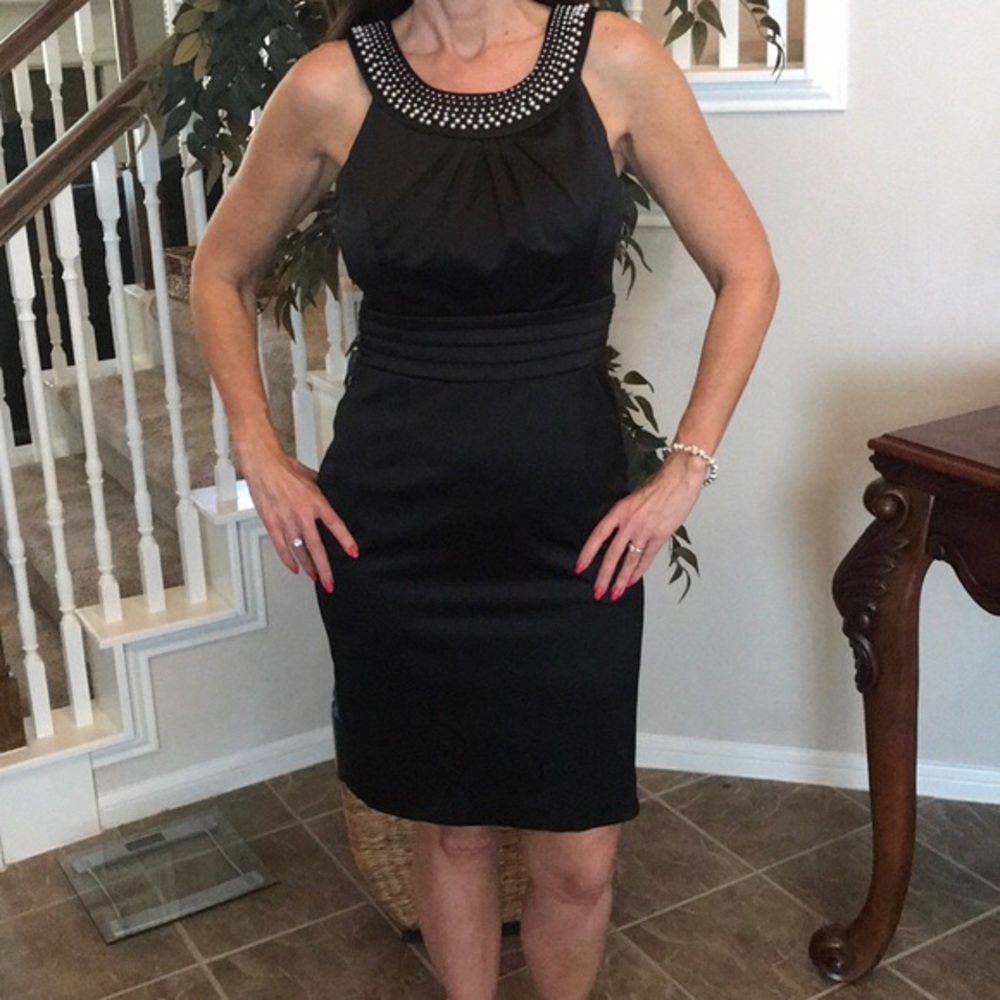 WHBM Satin & Pearl Cocktail Dress